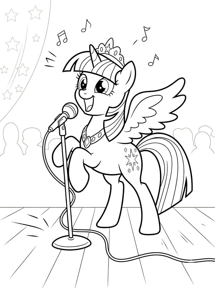 Coloriage Twilight Sparkle chante sur scène