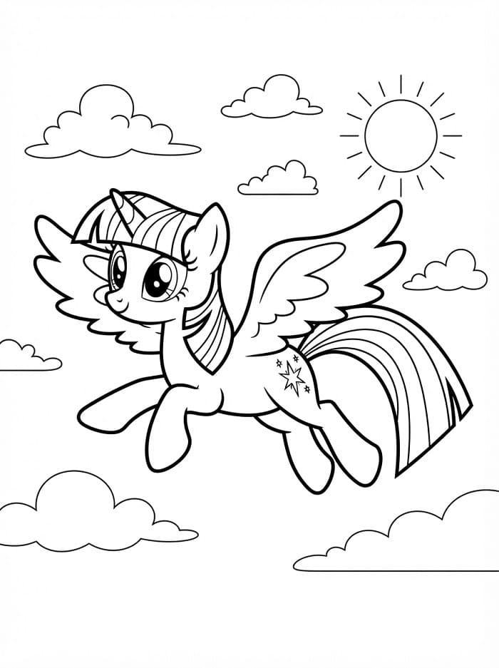 Coloriage Twilight Sparkle dans le ciel