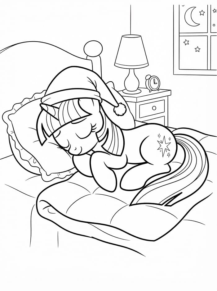 Coloriage Twilight Sparkle dort
