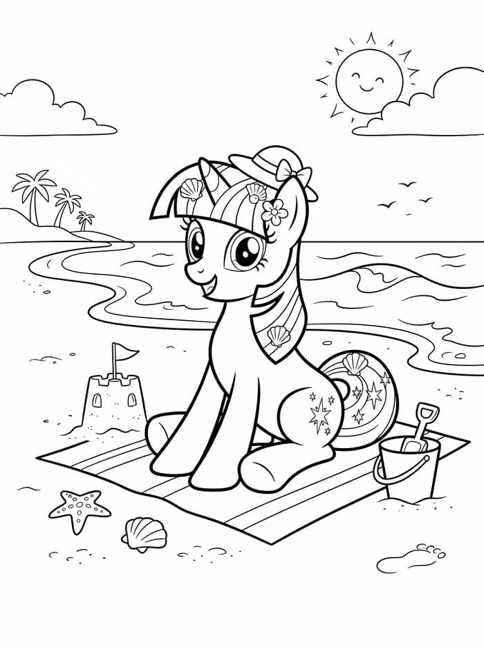 Coloriage Twilight Sparkle sur la plage