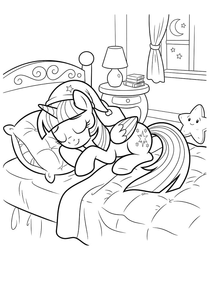 Coloriage Twilight Sparkle sur le lit