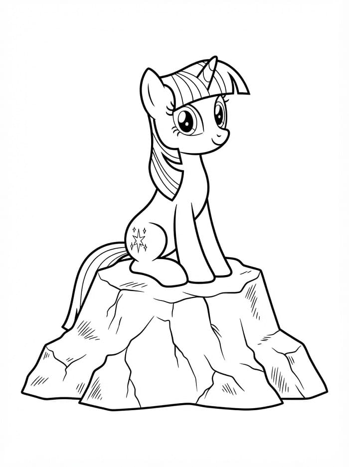 Coloriage Twilight Sparkle sur un rocher