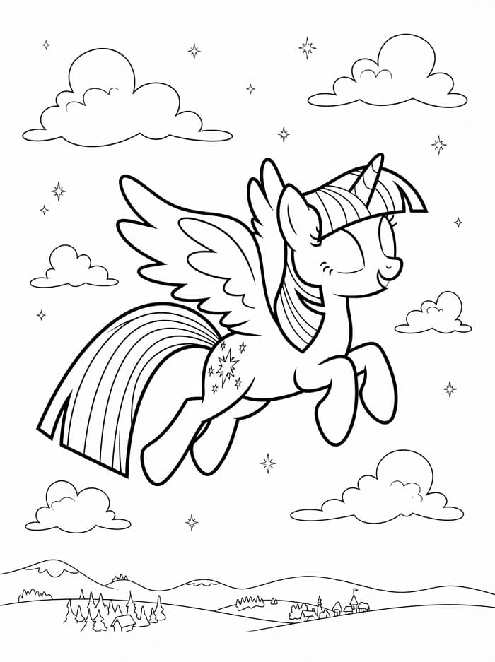 Coloriage Twilight Sparkle vole