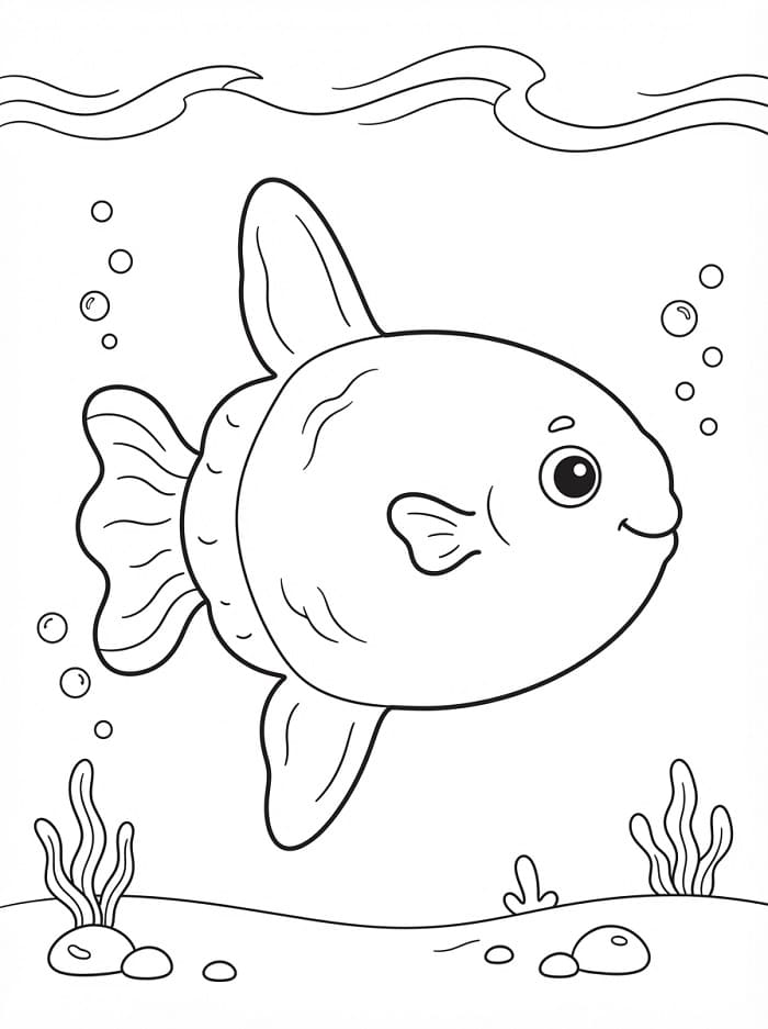 Coloriage Un poisson-lune mignon