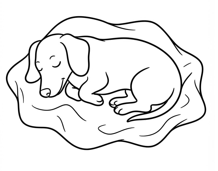 Coloriage Un teckel endormi