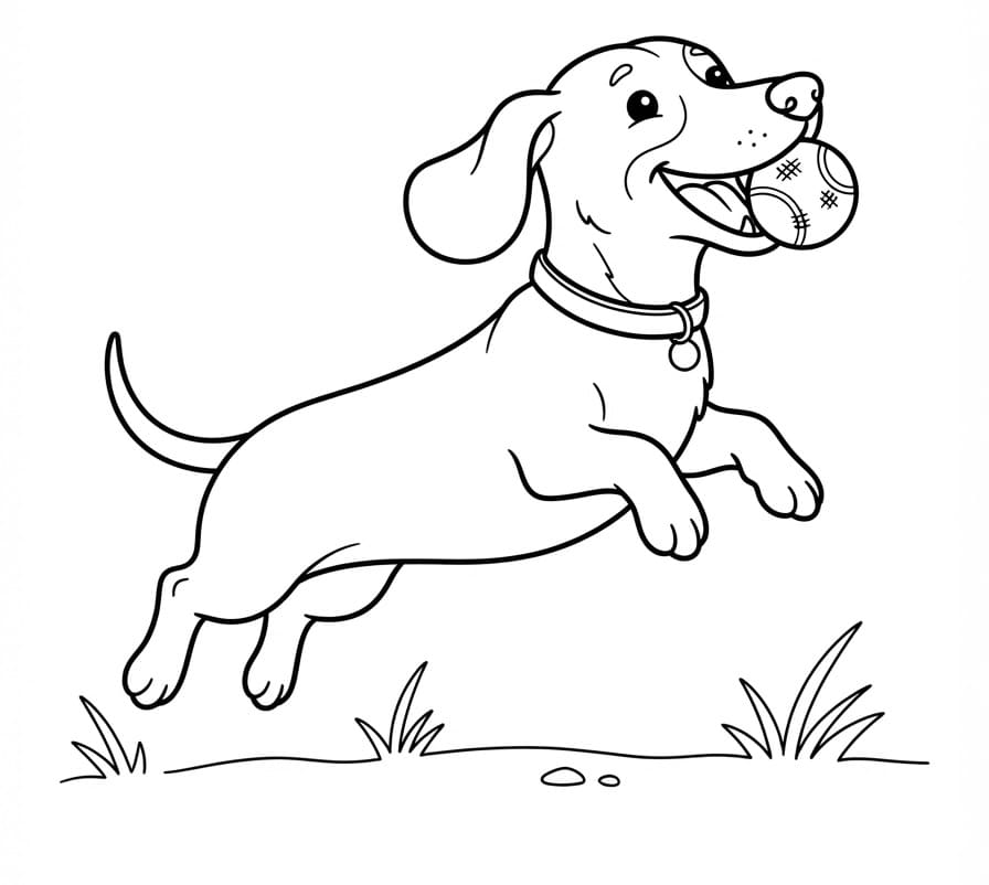 Coloriage Un teckel joueur