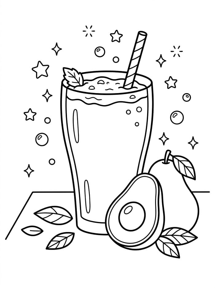 Coloriage Avocat et smoothie