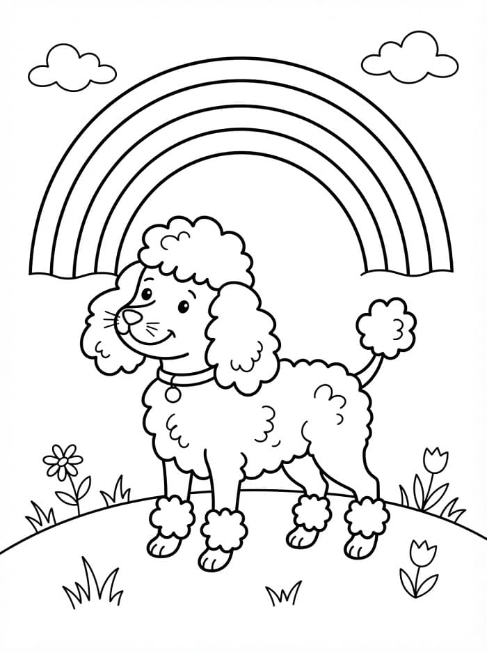 Coloriage Caniche amical