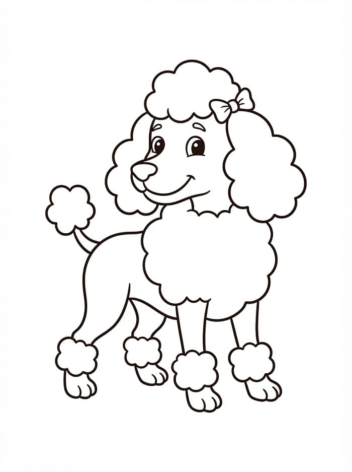 Coloriage Caniche façon dessin animé