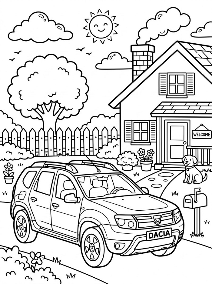 Coloriage Dacia à la maison