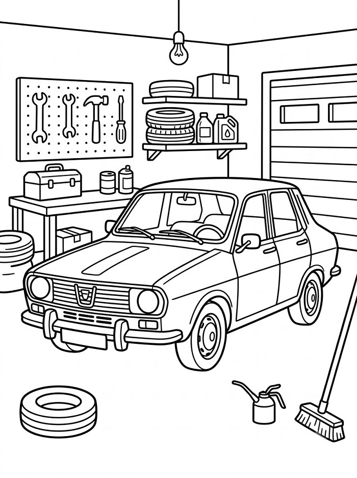 Coloriage Dacia au garage