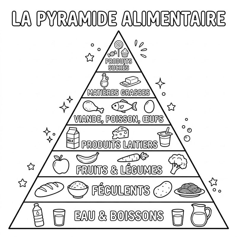 Coloriage Dessin de Pyramide Alimentaire Gratuit