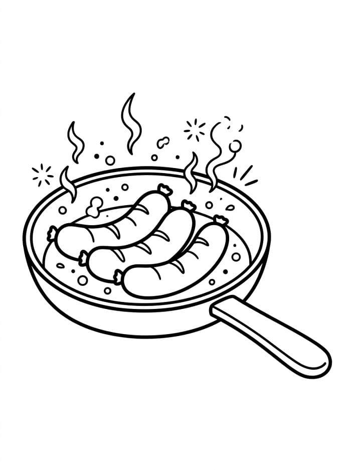 Coloriage Dessin d'une saucisse Gratuit