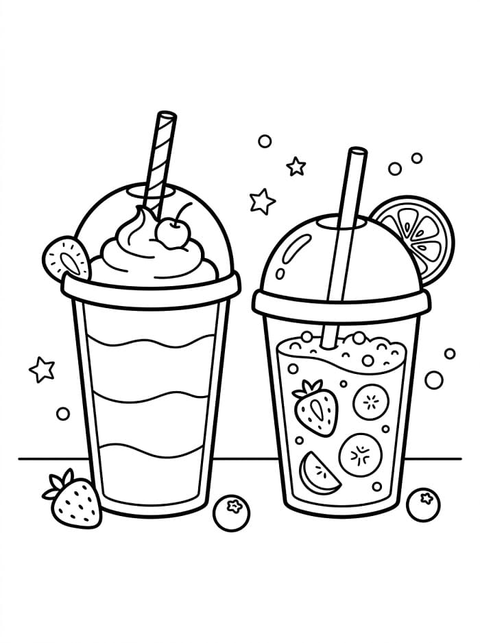 Coloriage Deux gobelets à smoothie