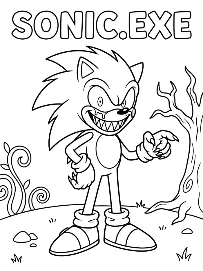 Coloriage Gratuit Sonic Exe Pour les Enfants