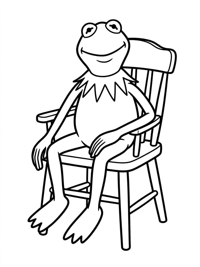Coloriage Kermit assis sur une chaise
