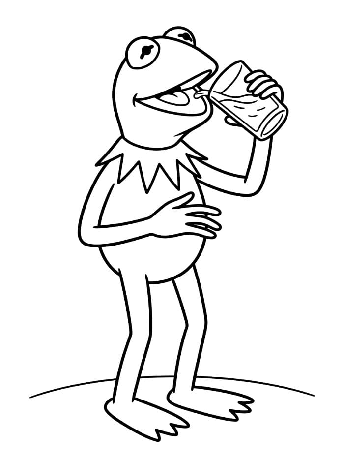 Coloriage Kermit boit de l'eau