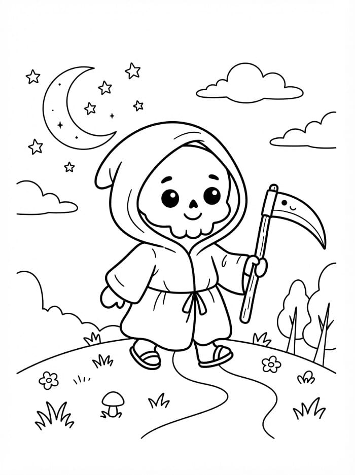 Coloriage La Faucheuse amicale