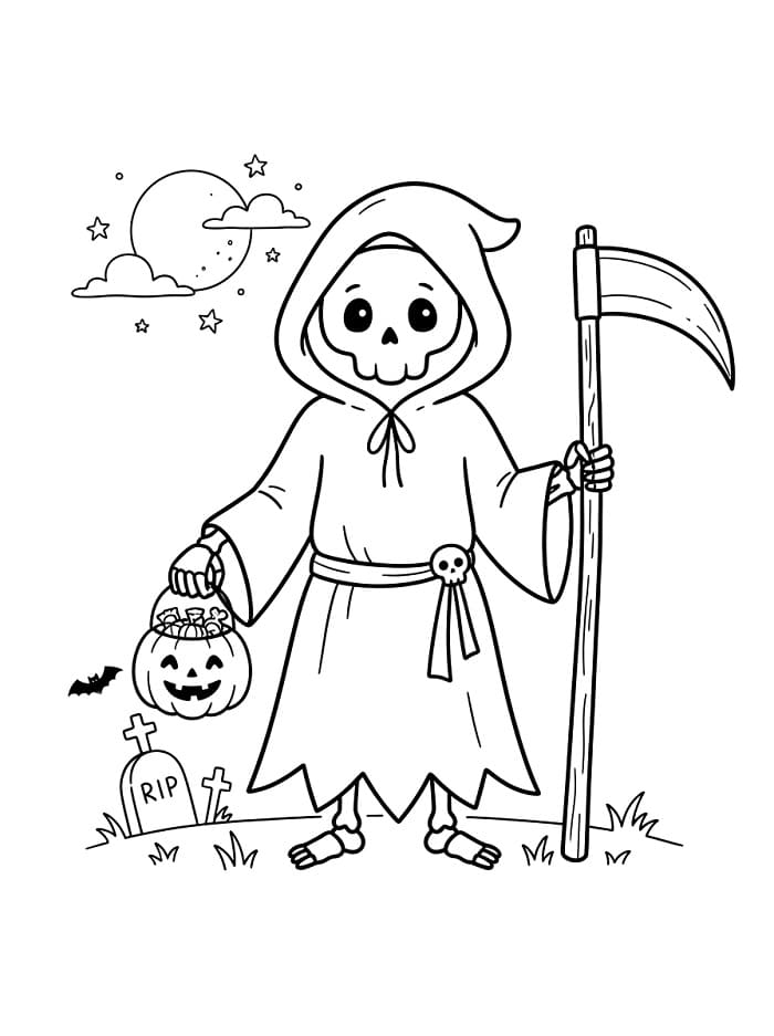 Coloriage La Faucheuse d'Halloween