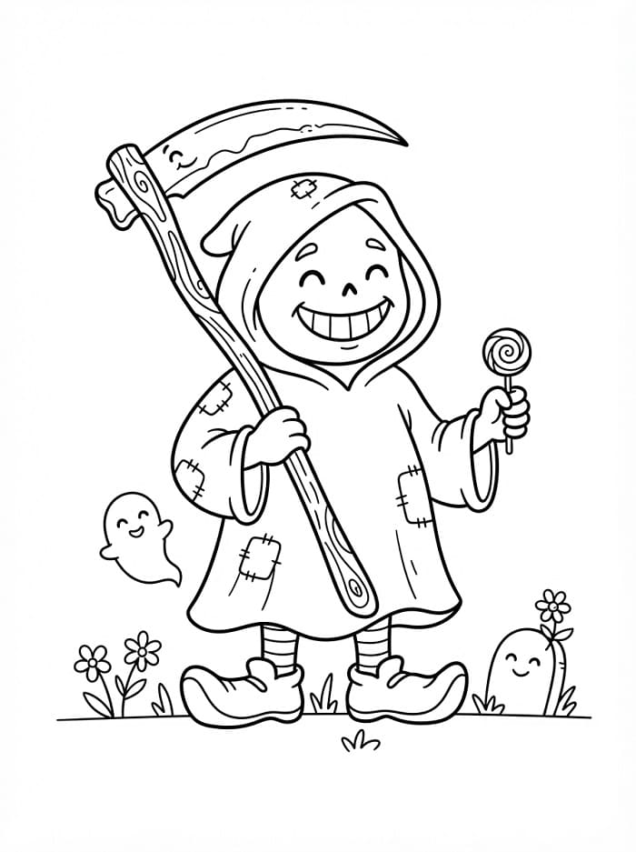 Coloriage La Faucheuse rigolote