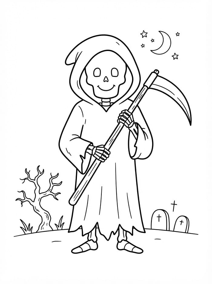 Coloriage La Faucheuse souriante