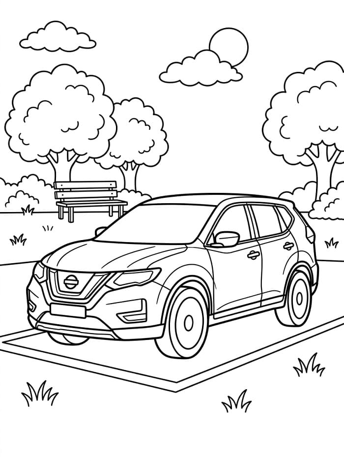 Coloriage Nissan en mode stationnement