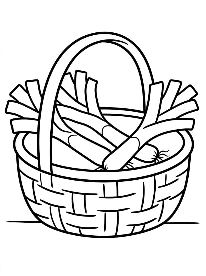 Coloriage Panier de poireaux