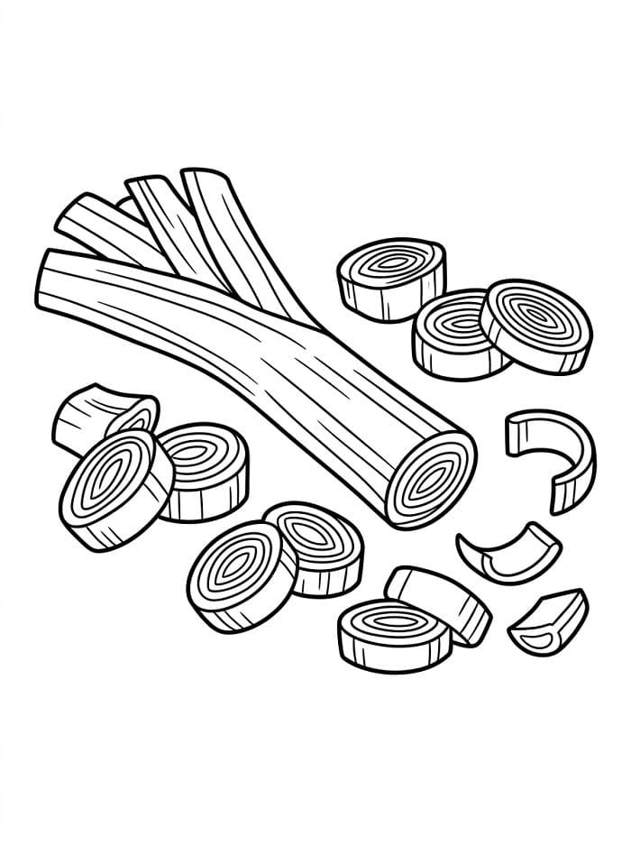 Coloriage Poireau émincé