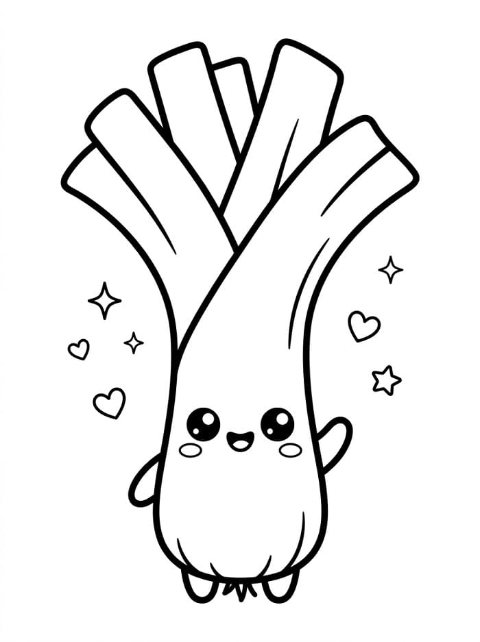 Coloriage Poireau Kawaii