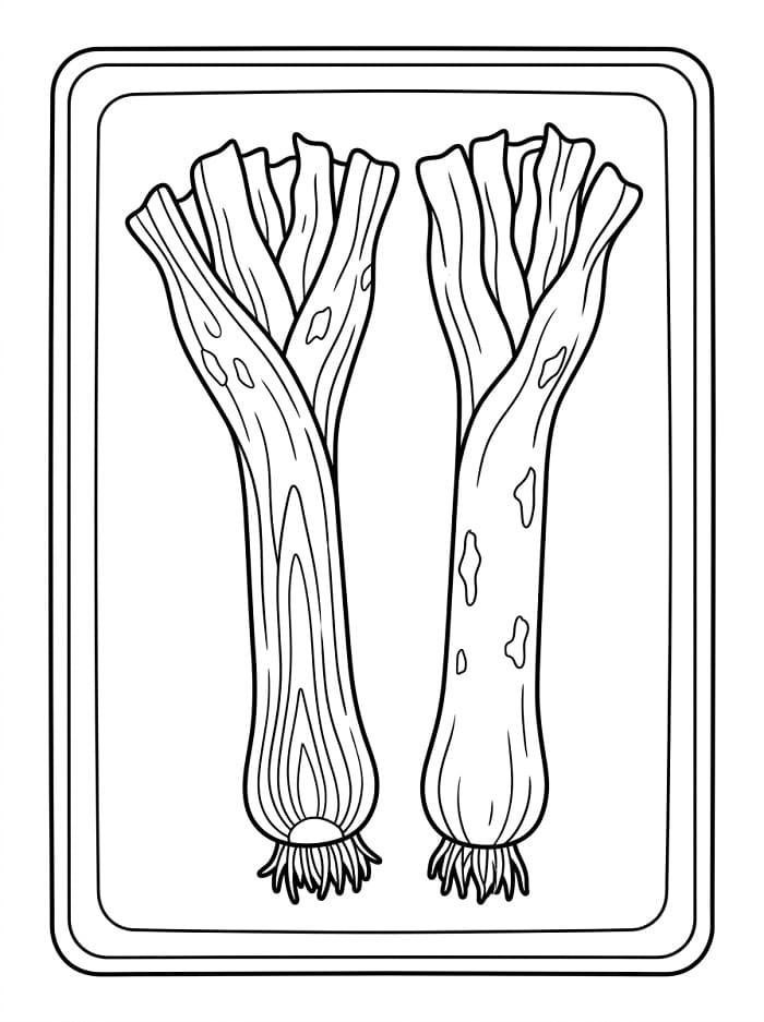 Coloriage Poireau rôti