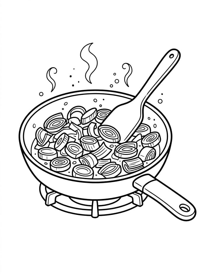 Coloriage Poireau sauté