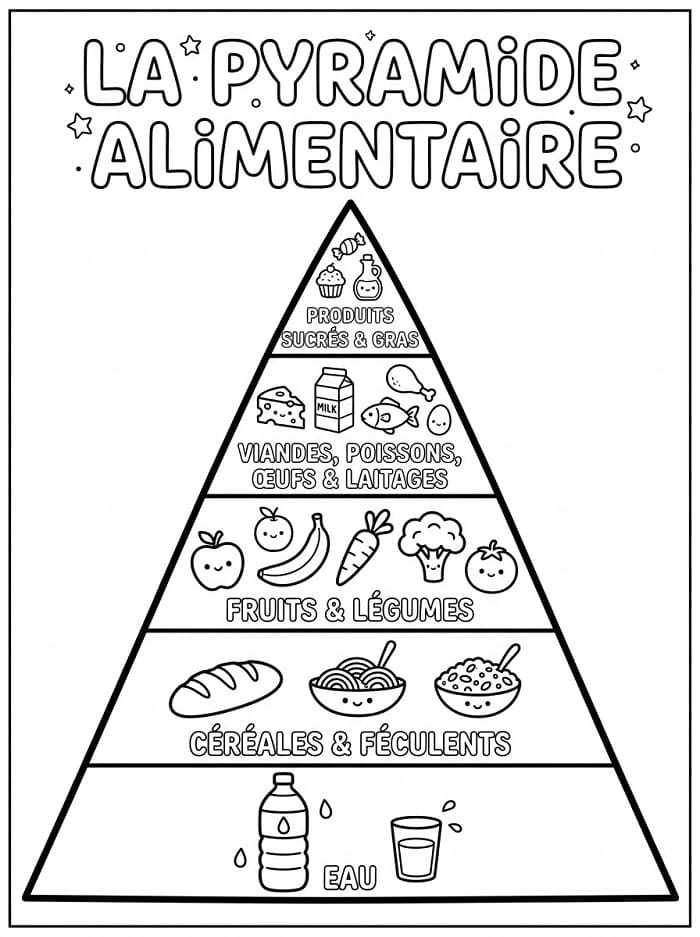 Coloriage Pyramide Alimentaire Imprimable Gratuit Pour les Enfants
