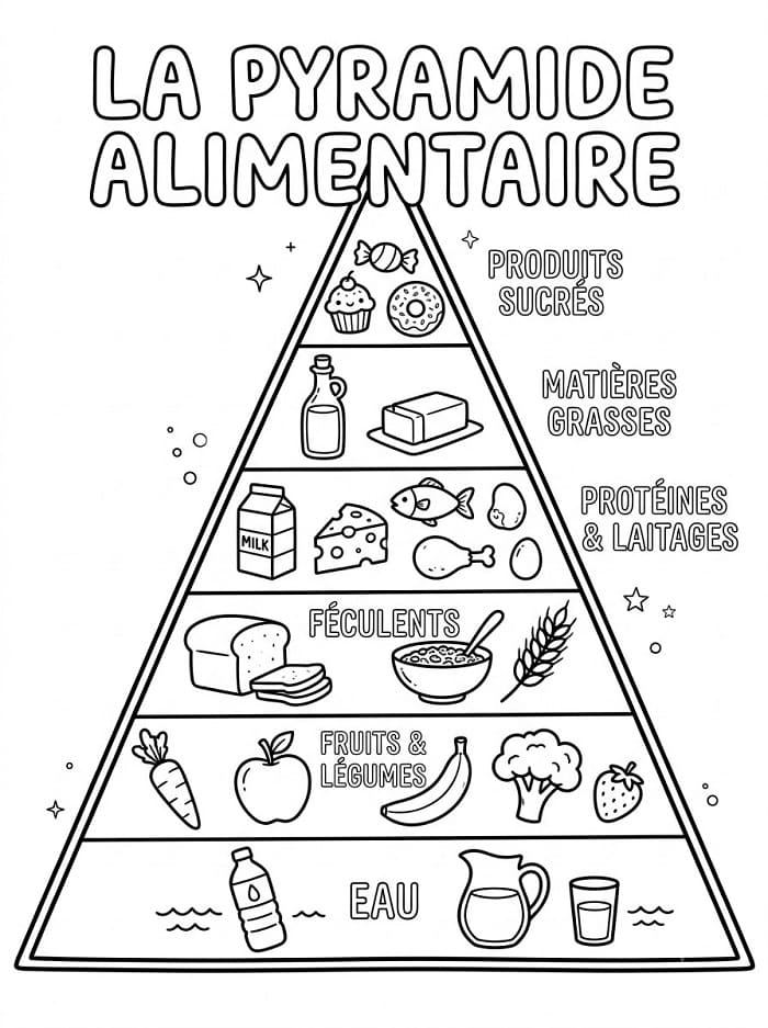 Coloriage Pyramide Alimentaire Imprimable Pour les Enfants