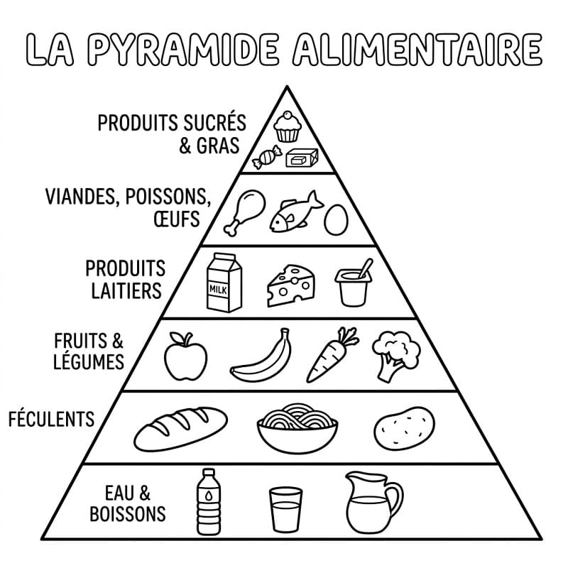 Coloriage Pyramide alimentaire simple