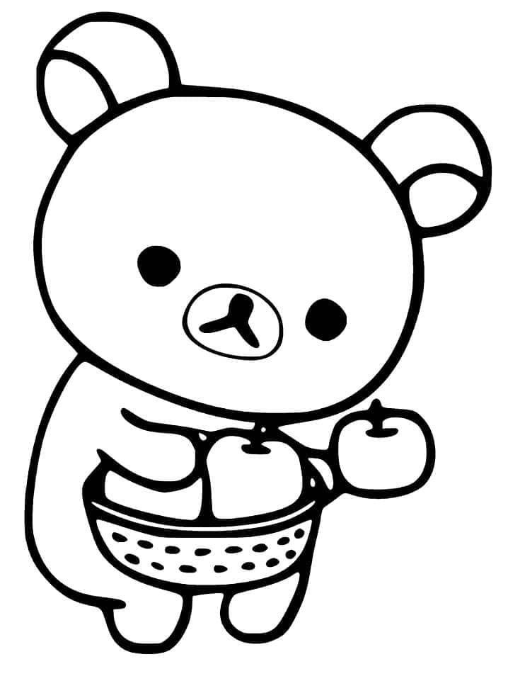 Coloriage Rilakkuma avec des pommes