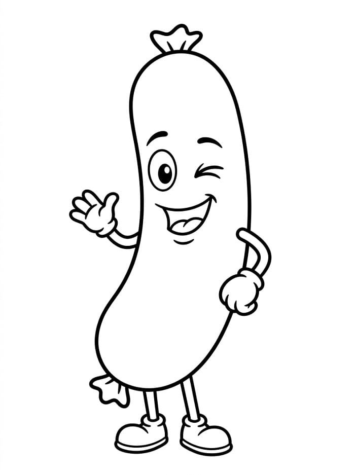 Coloriage Saucisse de dessin animé