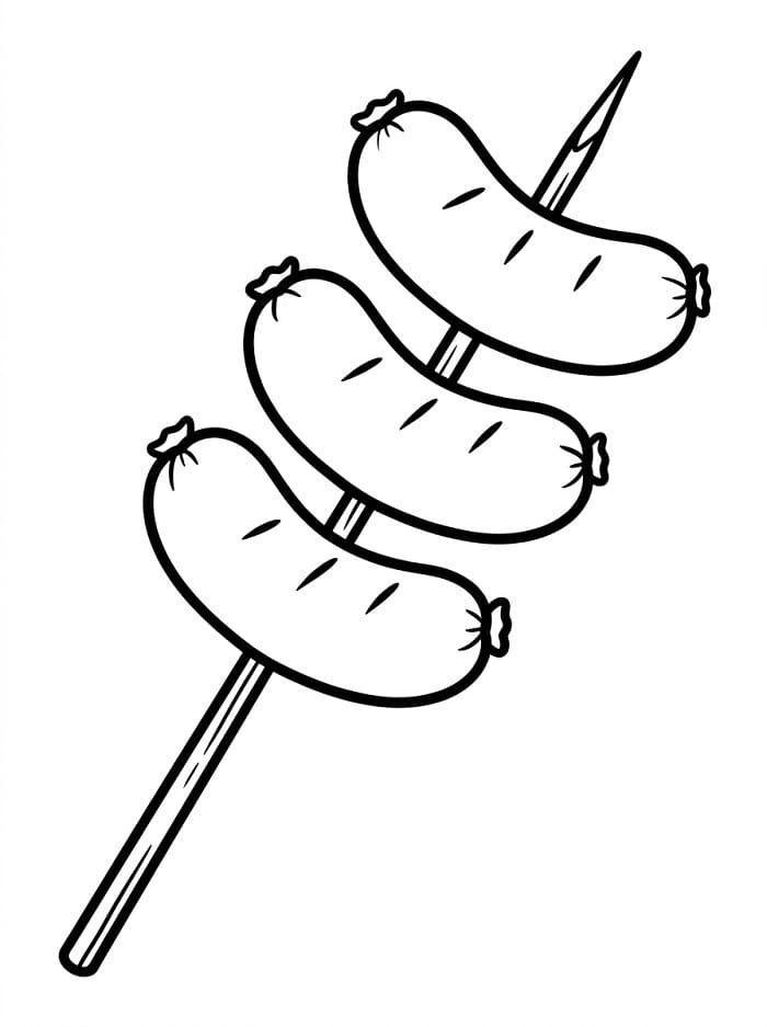 Coloriage Saucisse en brochette