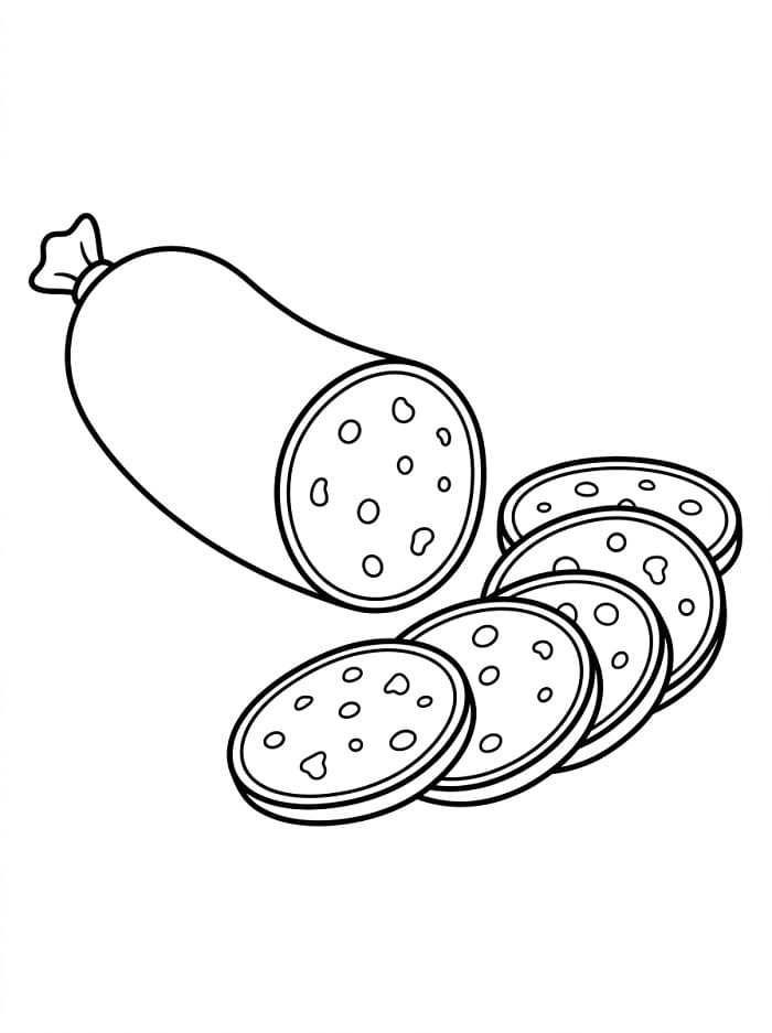 Coloriage Saucisse en tranches