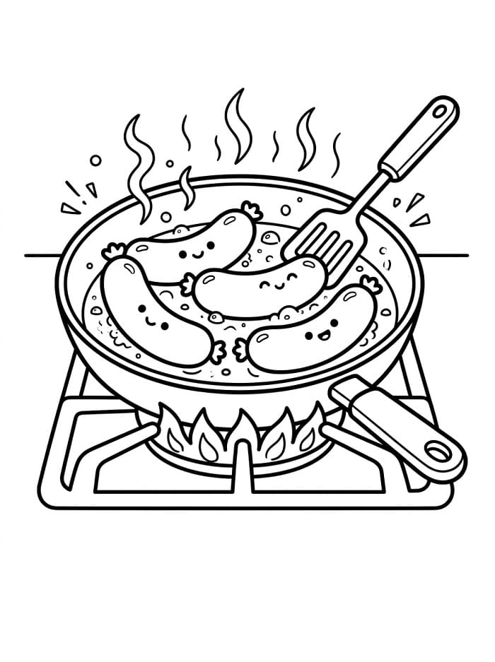 Coloriage Saucisse grésillante
