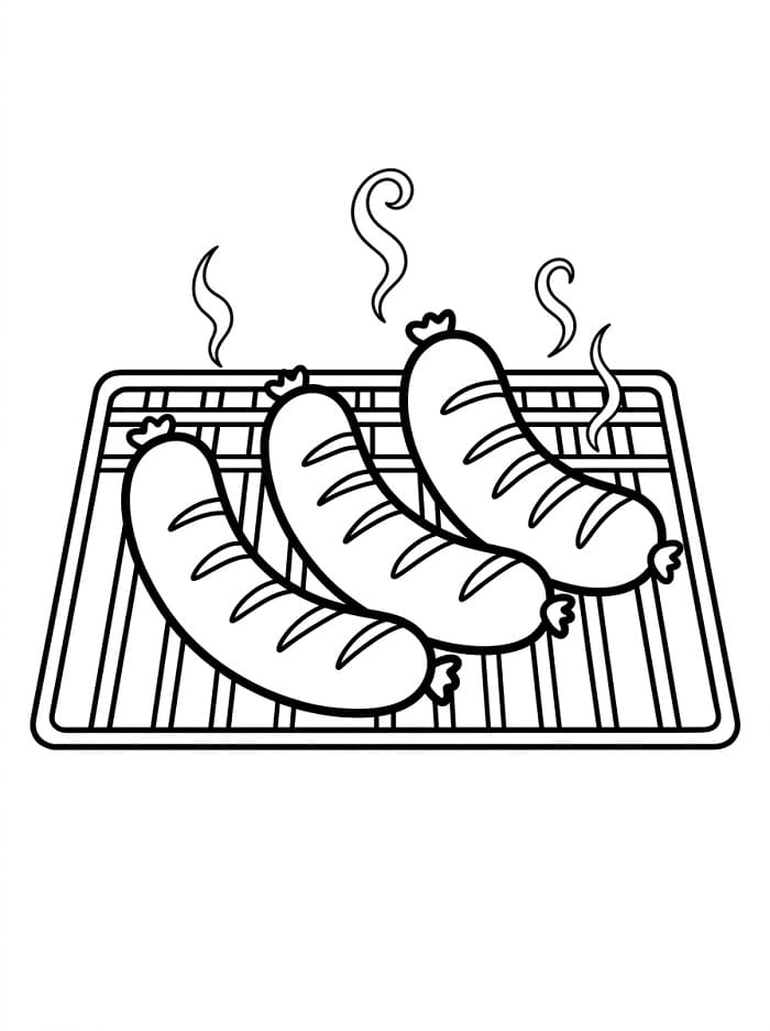 Coloriage Saucisse grillée
