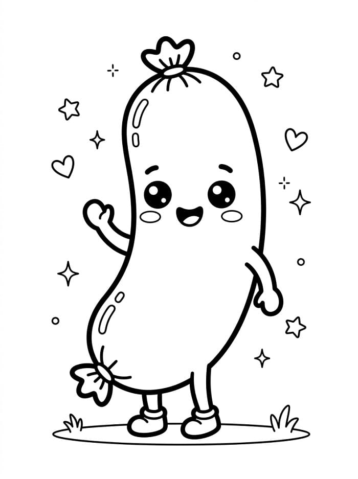 Coloriage Saucisse kawaii