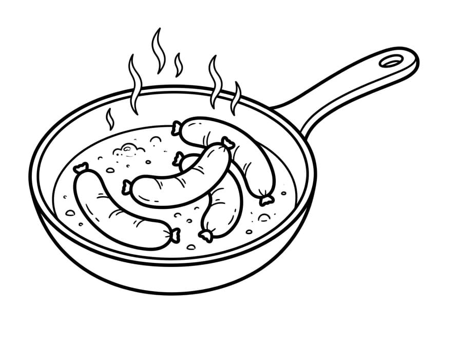 Coloriage Saucisse poêlée