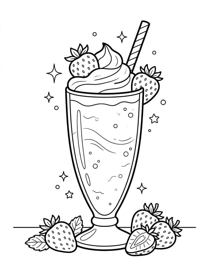 Coloriage Smoothie à la fraise
