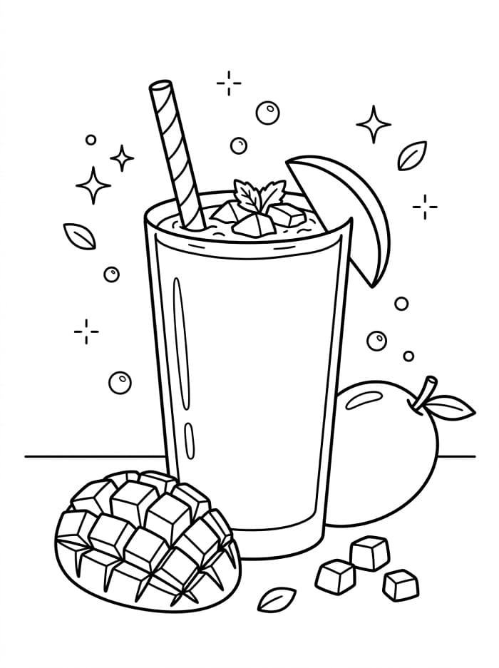 Coloriage Smoothie à la mangue