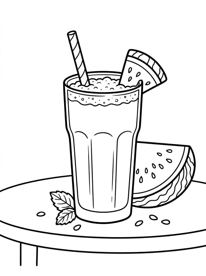 Coloriage Smoothie à la pastèque
