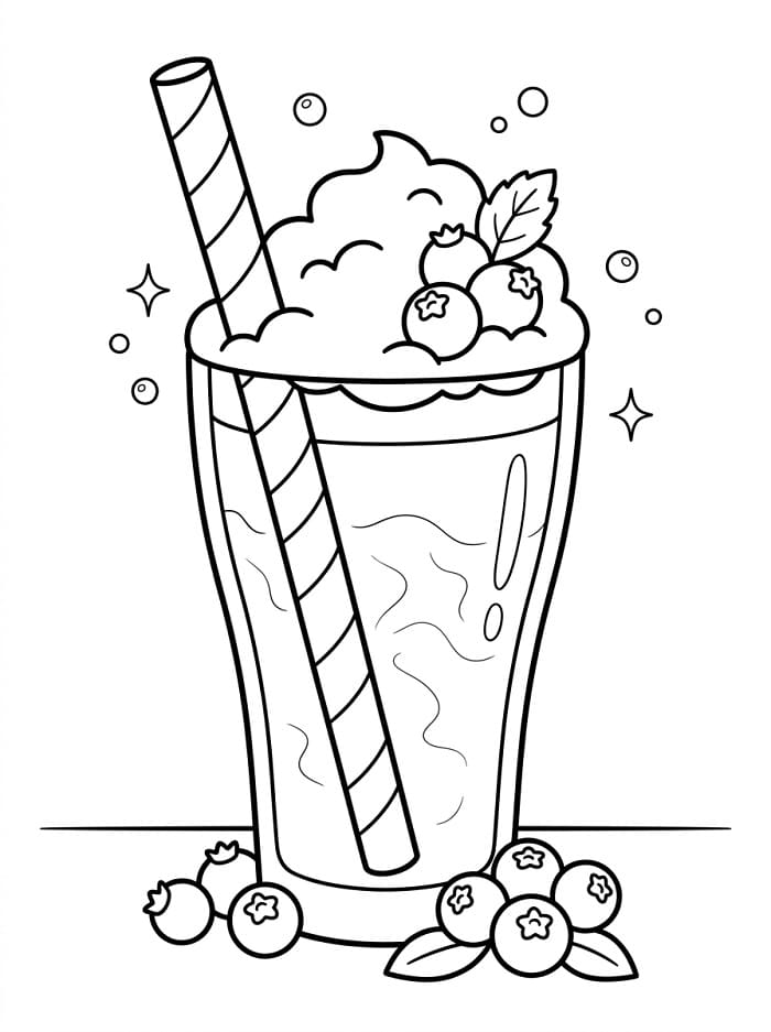 Coloriage Smoothie aux myrtilles