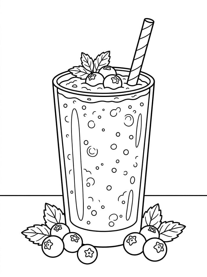 Coloriage Smoothie et myrtille