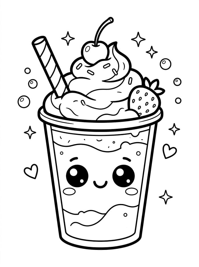 Coloriage Smoothie Kawaii