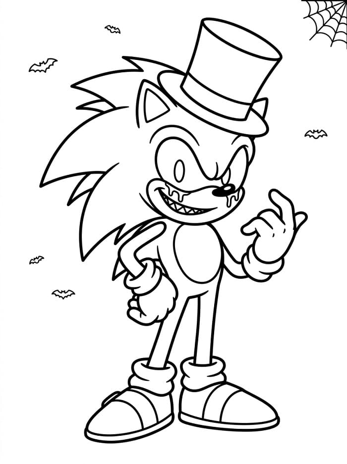 Coloriage Sonic exe avec un haut-de-forme