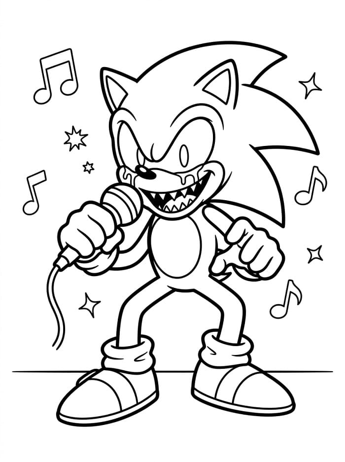 Coloriage Sonic exe avec un micro